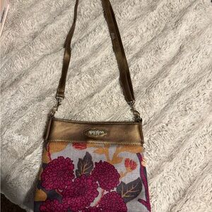 Spartina 449 Floral Crossbody Bag with Gold Accents